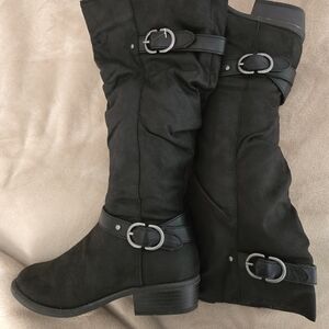 Sonoma Black Heeled Boots with Buckle Detail